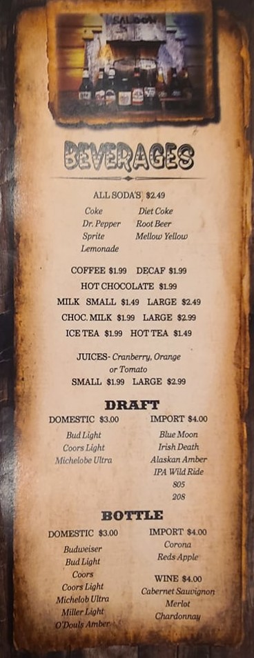 Beverages Menu