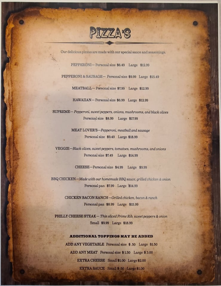 Pizza Menu